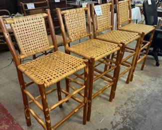 4 Wood Bar Stools 