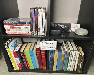 3 Shelves of DVD's and Books 