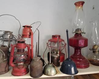 Antique lamps & oil cans