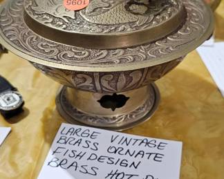 VINTAGE BRASS HOT POT