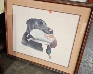 FRAMED DOG / DUCK PICTURE