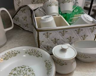 Cotillion-Japan  Golden Scroll  14 tea cups - large platter- large bowl and creamer and sugar set 
