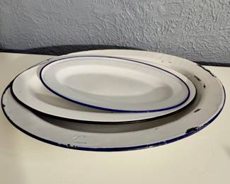 Vintage  enamelware dinner  bowls 