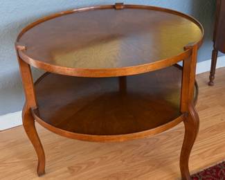 vintage two-tier walnut side table designed by Guido Zichele