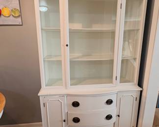 White French Provincial style china cabinet hutch