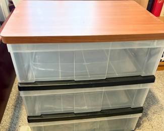 Two Wood Top IRIS USA Plastic Drawer Storage Organizer Rolling Cart