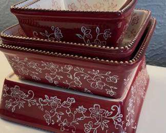 Temptations Red Floral Lace Baking Dishes 