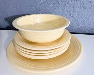 Vintage Fiestaware dinnerware—1- large Nappy bowl 8.5, 5 salad plates— large platter 