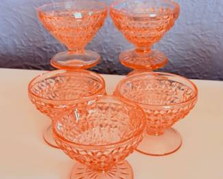Jeannette Holiday Buttons & Bows
Pink Depression Glass Sherbet
Cups.