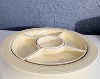 Fiestaware Pottery vintage ivory relish tray set from the Homer Laughlin Company 