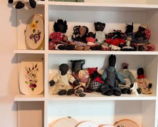 Hand made rag dolls and completed  floral embroidery 