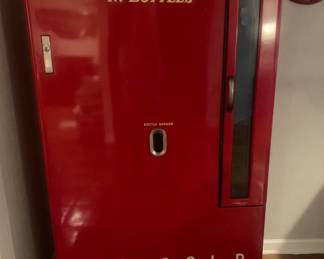 A Vendo model E110 CT Coke machine circa 1950. Excellent condition and still works.