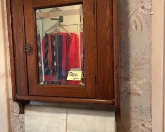 Antique oak shaving cabinet