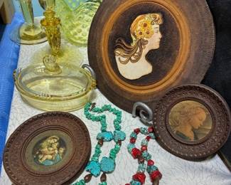 Heisey & Fenton Glass, Turquoise & Coral