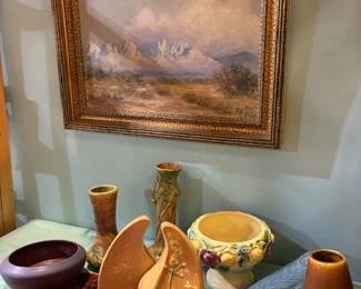 Vintage oil painting & American art pottery