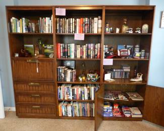 3 PIECE BOOKCASE WITH DROP FRONT DESK IN ONE SECTION