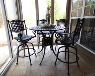 IRON TABLE & SWIVEL CHAIRS
