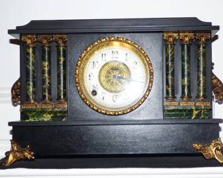 ANTIQUE INGRAHAM MANTLE CLOCK, WORKING WITH KEY