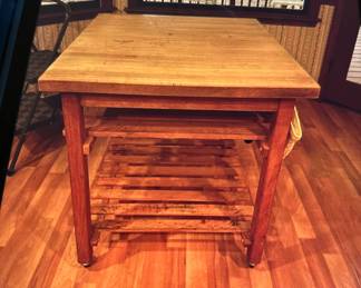 Butcher block rolling island