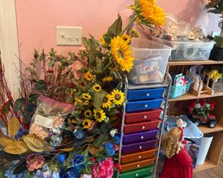 Florals and organizers, dolls