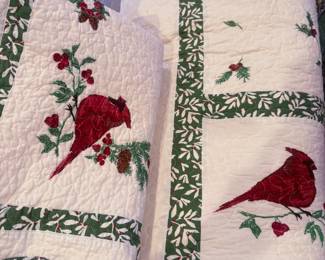 Cardinal Quilt with matching shams