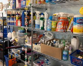 Cleaning products in abundance and shelving