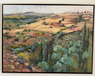 ‘Tuscany’ by Linda Press 42”x32” Original Painting with Floater Frame
