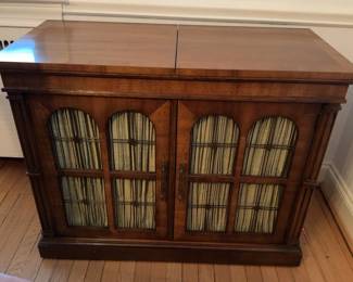 38”/76” x 18” x 30” Expandable Wooden Bar Cabinet with Curtain Door Accents