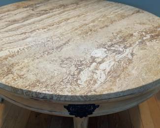 Round Marble-top Coffee Table - 36” diameter × 17” tall 
