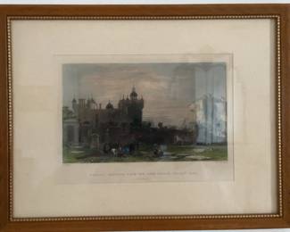 10.5”x12.5” Professionally Framed Print: Heriot's Hospital from The Grey Friars Church Yard (Edinburgh)