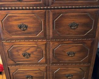 Bekins Traditional Wooden Tallboy Dresser with Ornate Pulls (20” x 36” x  46”)