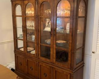(68” x 81.5” x 18”) Solid Wood China Cabinet with built in lighting and Arched Glass Doors