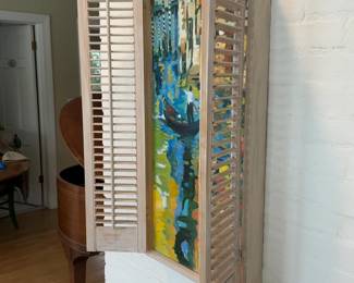 ‘Venice’ by Linda Press 32”x36” Original Painting with Real Shutter Frame