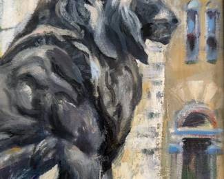 ‘Lion’ by Linda Press 21”x17” Original Painting with Custom Frame