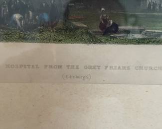 10.5”x12.5” Professionally Framed Print: Heriot's Hospital from The Grey Friars Church Yard (Edinburgh)