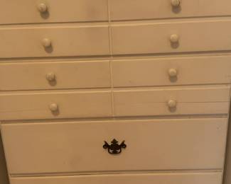 White Painted Tall Chest of Drawers (14” x 30” x 41”)