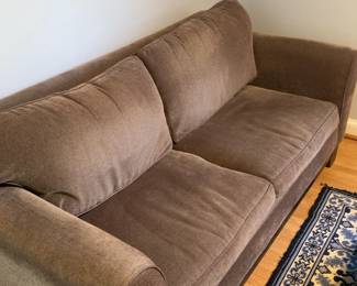 Taupe Microfiber Loveseat with Rolled Arms (76” x 39” x 31”)