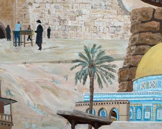 ‘Jerusalem’ 1972 by Andrew Goldreich 36”x48” Original Painting on Wood