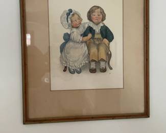 14”x17” Vintage Framed Print of Boy and Girl Children