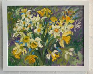‘Daffodils’ by Linda Press 22”x18” Original Painting with Custom Frame
