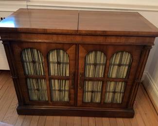 38”/76” x 18” x 30” Expandable Wooden Bar Cabinet with Curtain Door Accents
