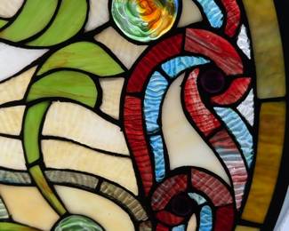 Circular Tiffany-Style Stained Glass Window Panel Suncatcher (23”)