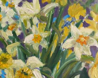 ‘Daffodils’ by Linda Press 22”x18” Original Painting with Custom Frame