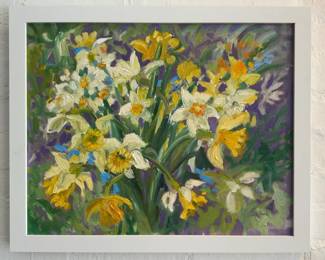 ‘Daffodils’ by Linda Press 22”x18” Original Painting with Custom Frame