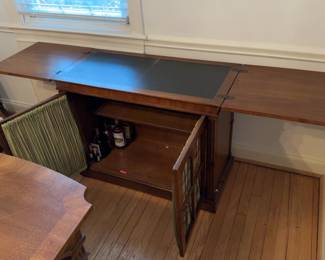 38”/76” x 18” x 30” Expandable Wooden Bar Cabinet with Curtain Door Accents