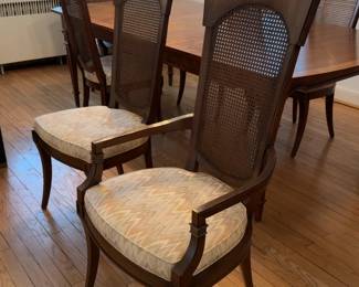 44” x 92” Complete Solid Wood Dining Set for Six (two chairs w/ arms & four w/o arms), a leaf and custom protective cover