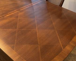 44” x 92” Complete Solid Wood Dining Set for Six (two chairs w/ arms & four w/o arms), a leaf and custom protective cover