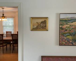 14”x17” Professionally Framed Pastoral Landscape Print by R. Thornton with Cottages and Cattle