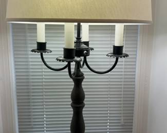 Black Wooden 4-Arm Candelabra Table Lamp