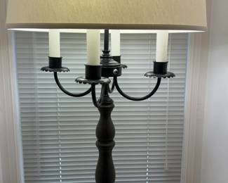 Black Wooden 4-Arm Candelabra Table Lamp